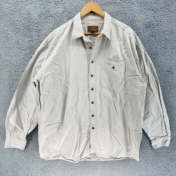 Gear For Sports Shirt 2XL Button‎ Up L/S Beige Indianapolis Motor Speedway Logo - Picture 1 of 9